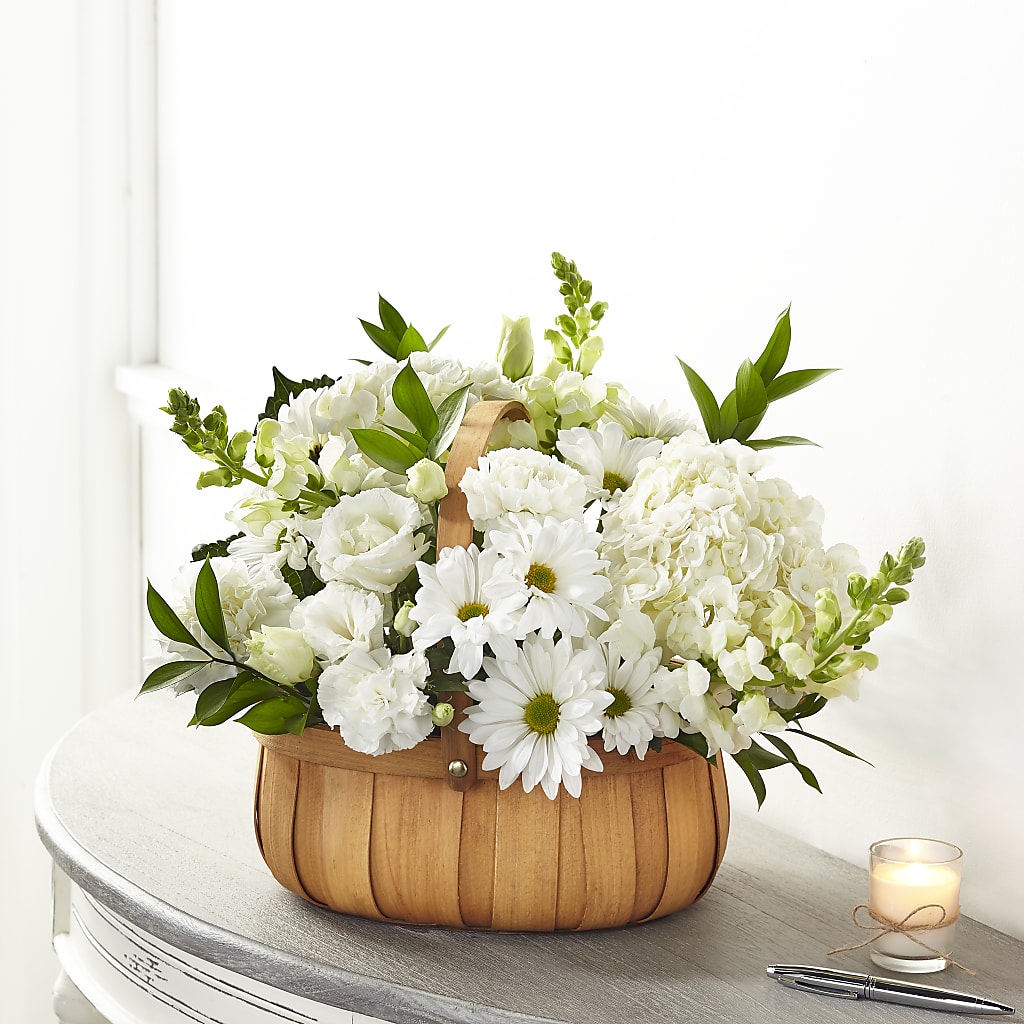Pure Ivory Basket – Classic Floral, West Fargo ND